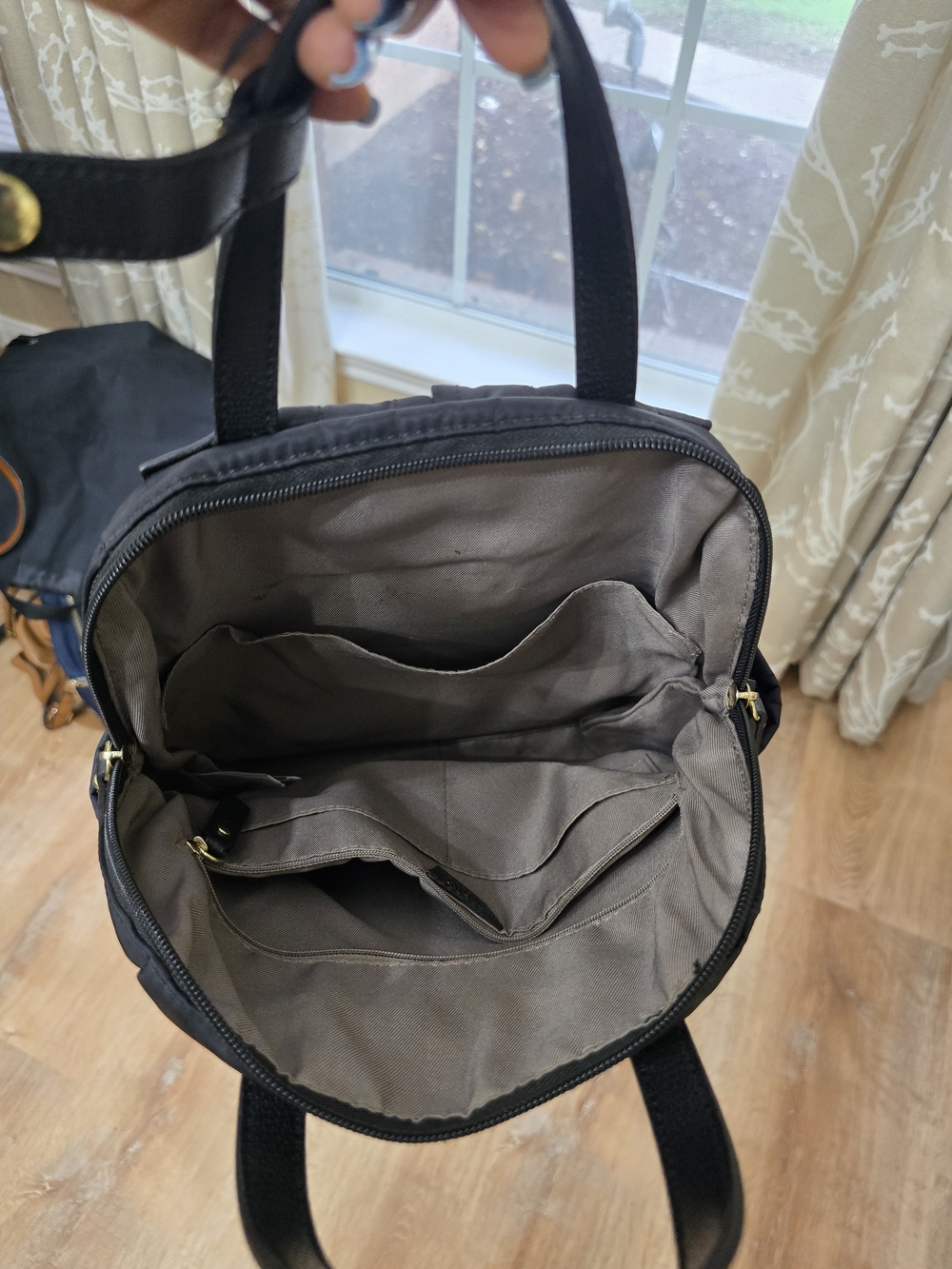 Black Women's Backpack with Gold Hardware - Picture 7 of 12